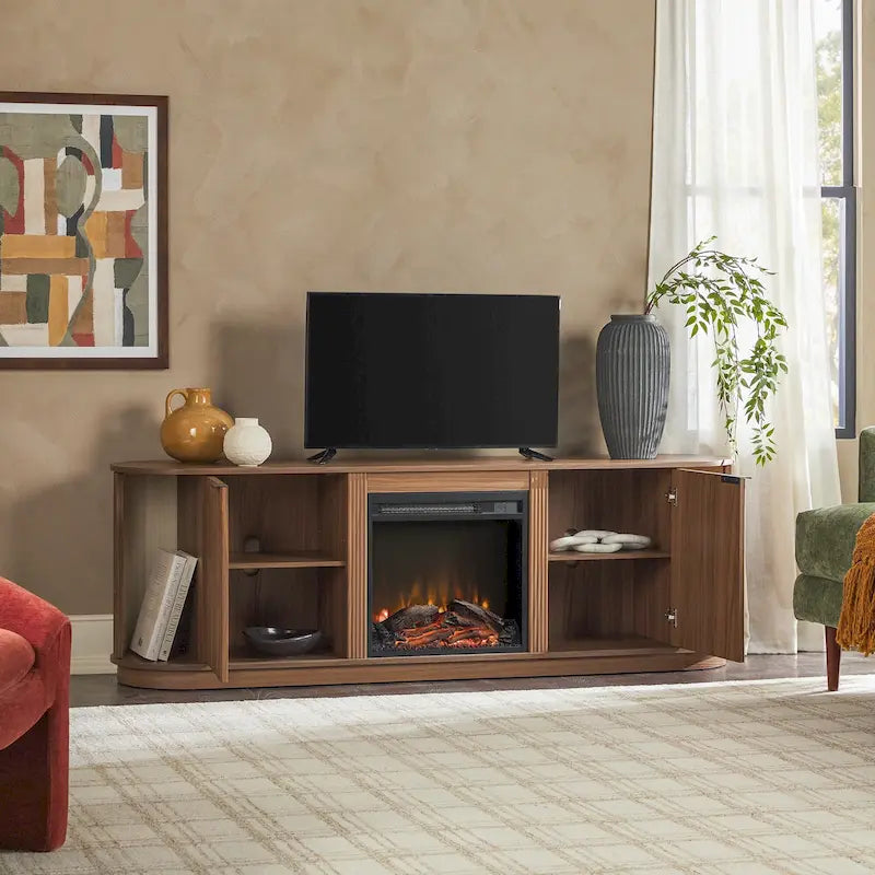 Meuble TV cheminée encastré moderne de 70 pouces