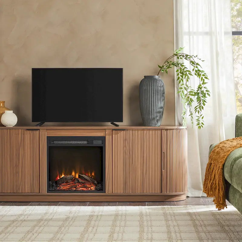 Meuble TV cheminée encastré moderne de 70 pouces