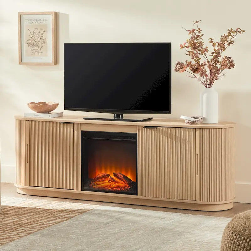 Meuble TV cheminée encastré moderne de 70 pouces