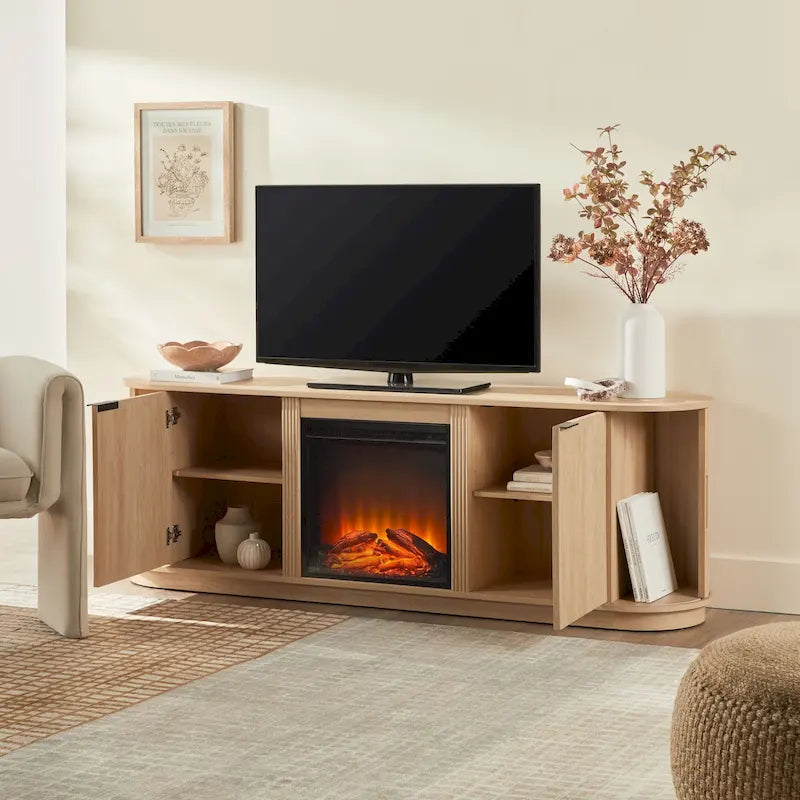 Meuble TV cheminée encastré moderne de 70 pouces