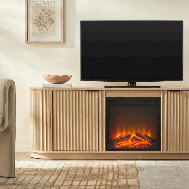 Meuble TV cheminée encastré moderne de 70 pouces