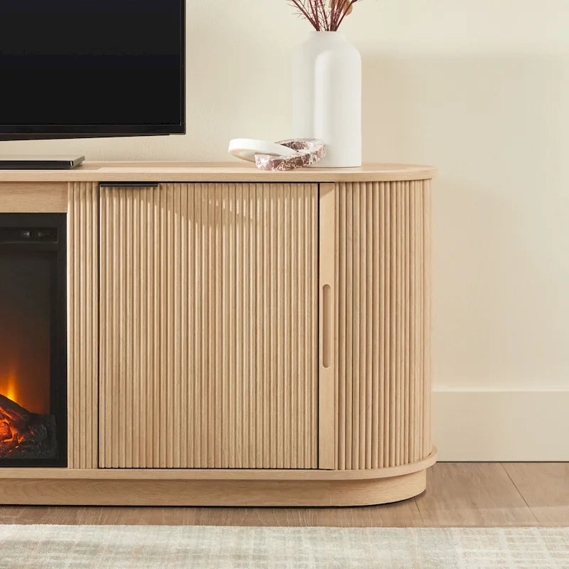 Meuble TV cheminée encastré moderne de 70 pouces