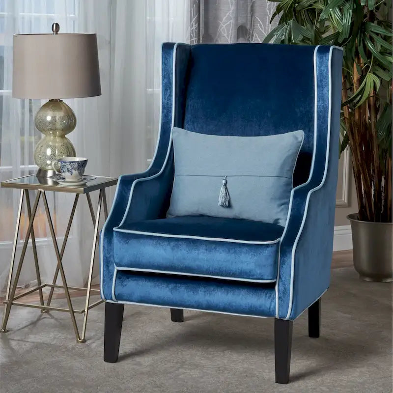 25.9  High Back Velvet Club Chair with Wide Backrest
