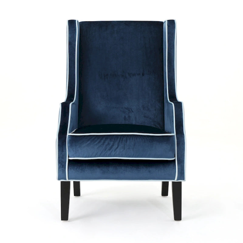 25.9 Fauteuil club en velours à dossier haut et large