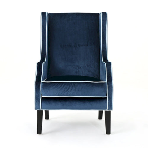 25.9 Fauteuil club en velours à dossier haut et large