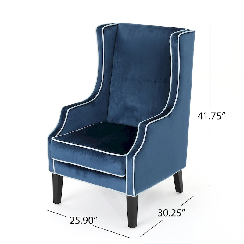 25.9 Fauteuil club en velours à dossier haut et large