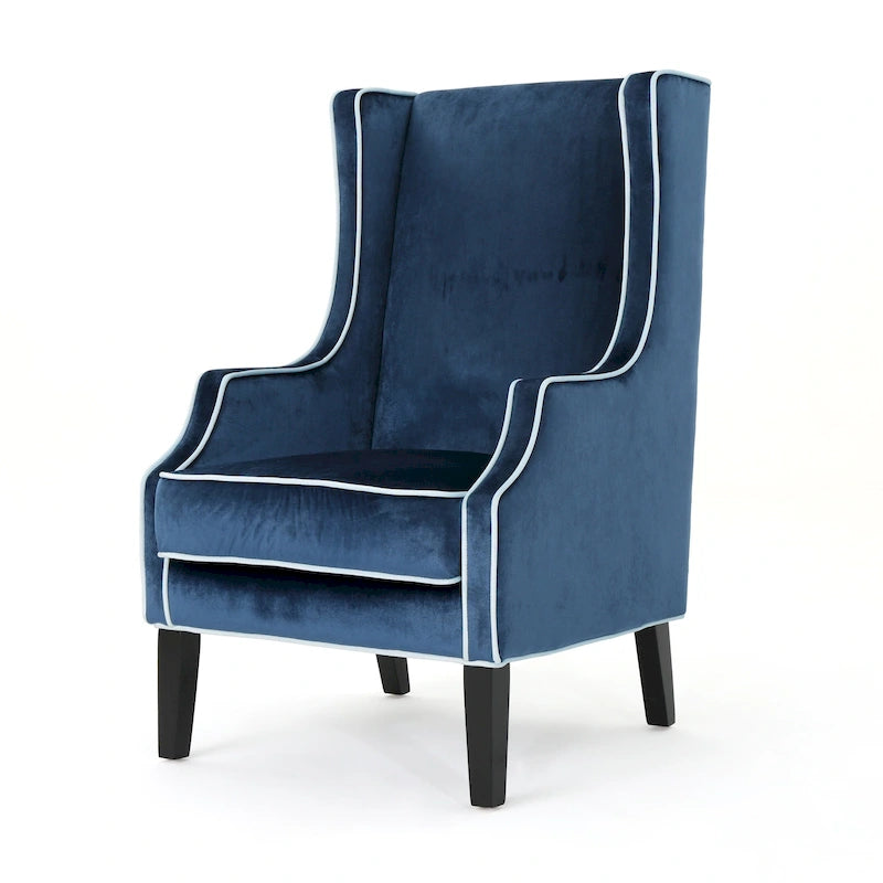 25.9 Fauteuil club en velours à dossier haut et large
