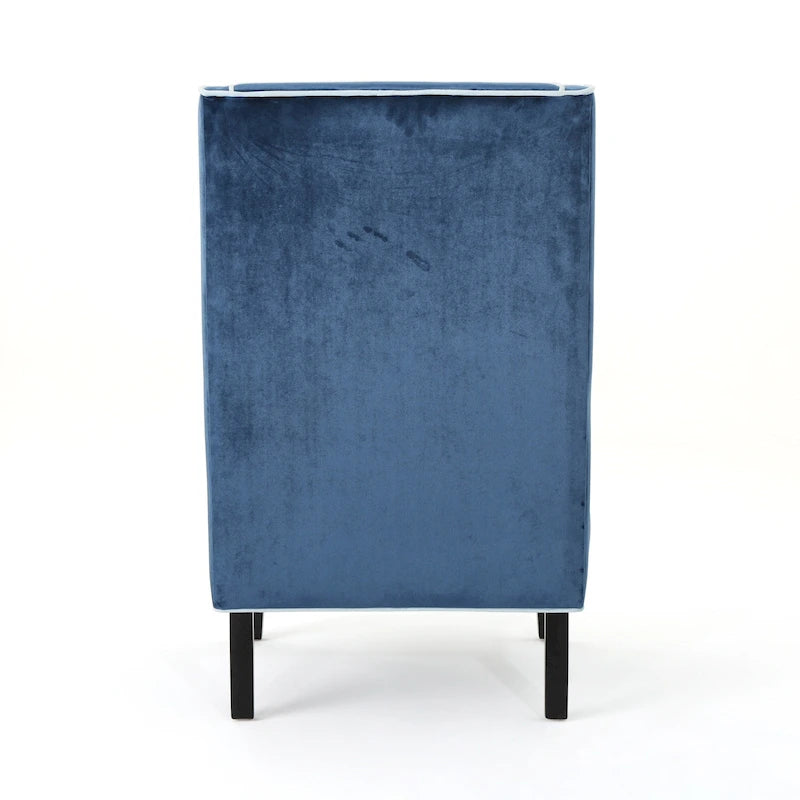 25.9 Fauteuil club en velours à dossier haut et large