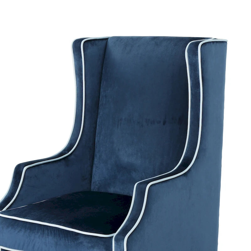 25.9 Fauteuil club en velours à dossier haut et large