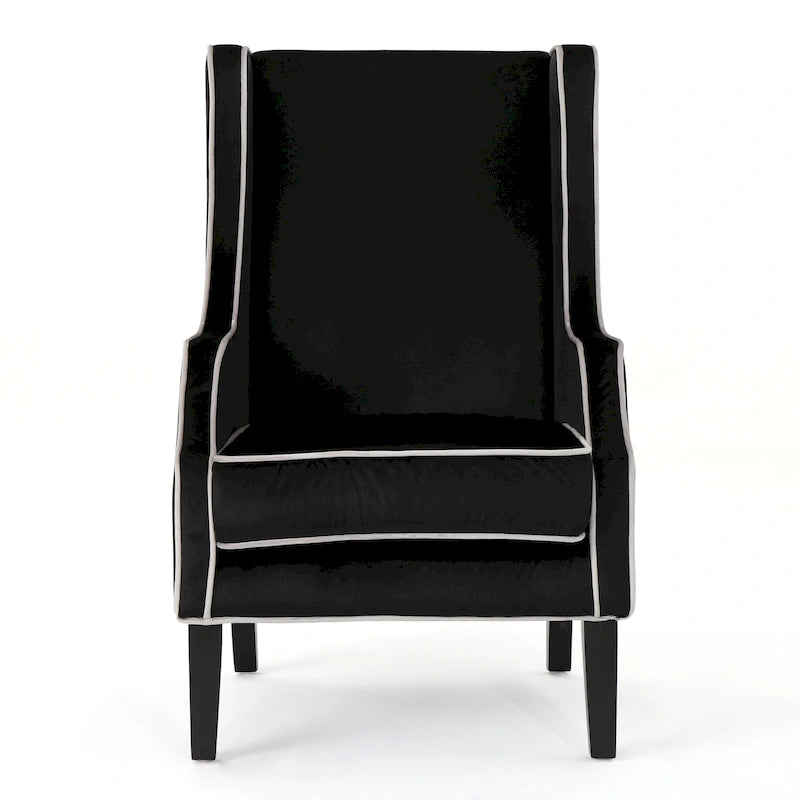 25.9 Fauteuil club en velours à dossier haut et large