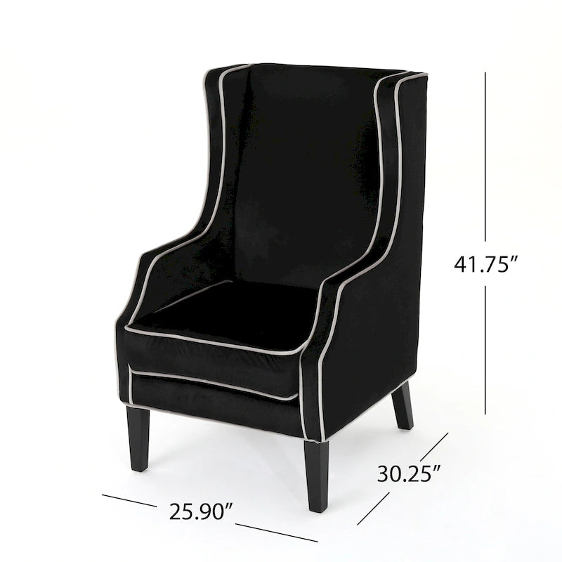 25.9 Fauteuil club en velours à dossier haut et large