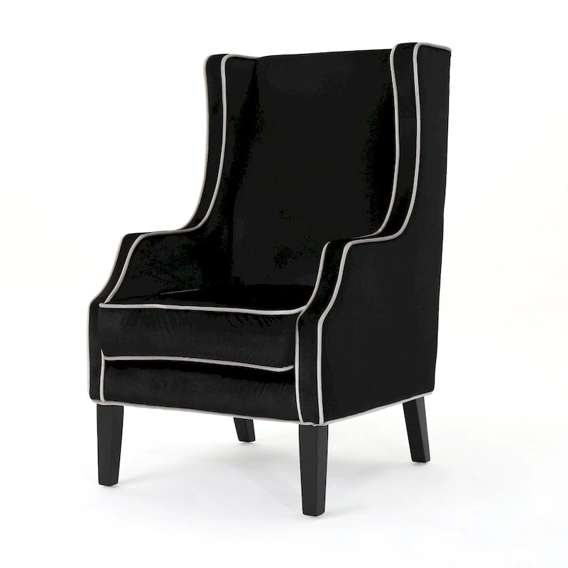 25.9 Fauteuil club en velours à dossier haut et large