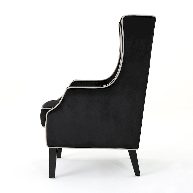 25.9 Fauteuil club en velours à dossier haut et large
