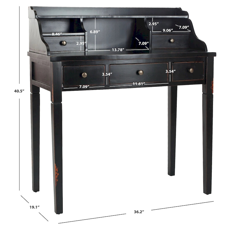 Bureau secrétaire à cinq tiroirs