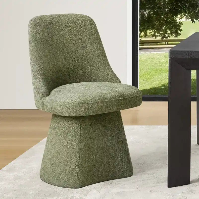 Chaise de salle à manger pivotante sans accoudoirs et rembourrée