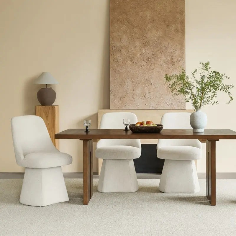 Chaise de salle à manger pivotante sans accoudoirs et rembourrée