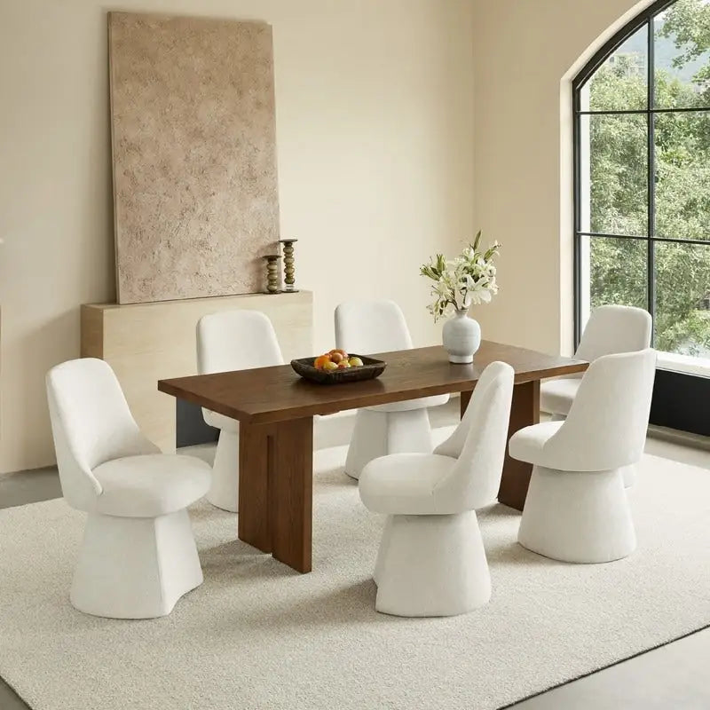 Chaise de salle à manger pivotante sans accoudoirs et rembourrée