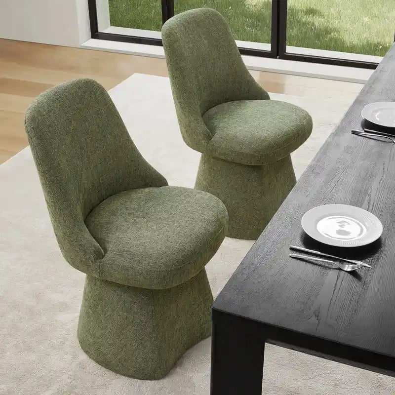 Chaise de salle à manger pivotante sans accoudoirs et rembourrée