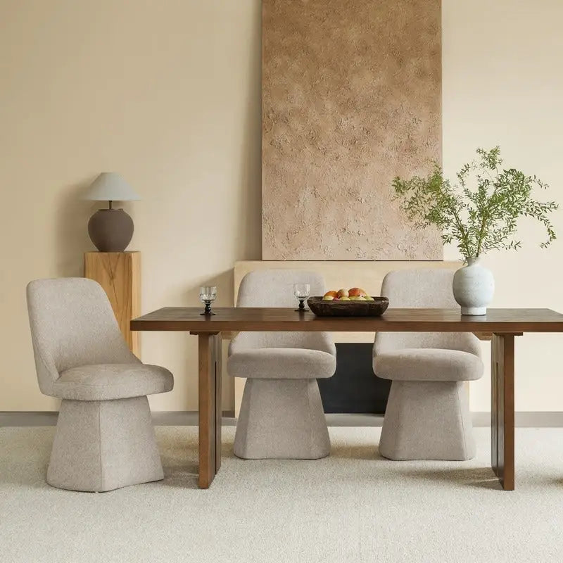 Chaise de salle à manger pivotante sans accoudoirs et rembourrée