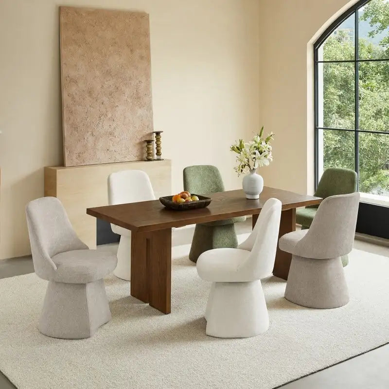 Chaise de salle à manger pivotante sans accoudoirs et rembourrée