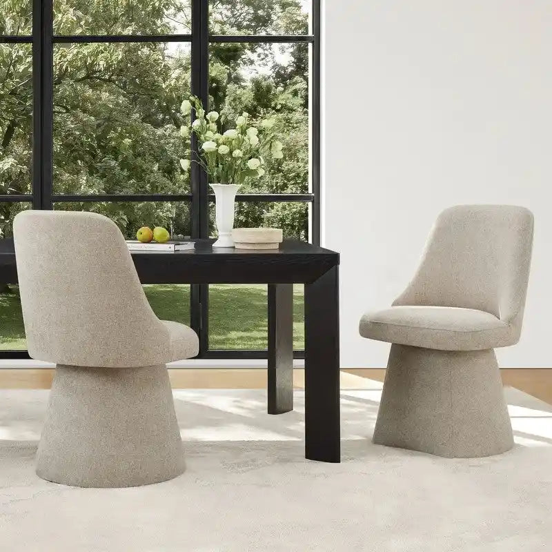 Chaise de salle à manger pivotante sans accoudoirs et rembourrée