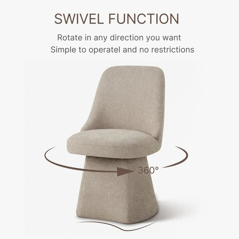 Chaise de salle à manger pivotante sans accoudoirs et rembourrée