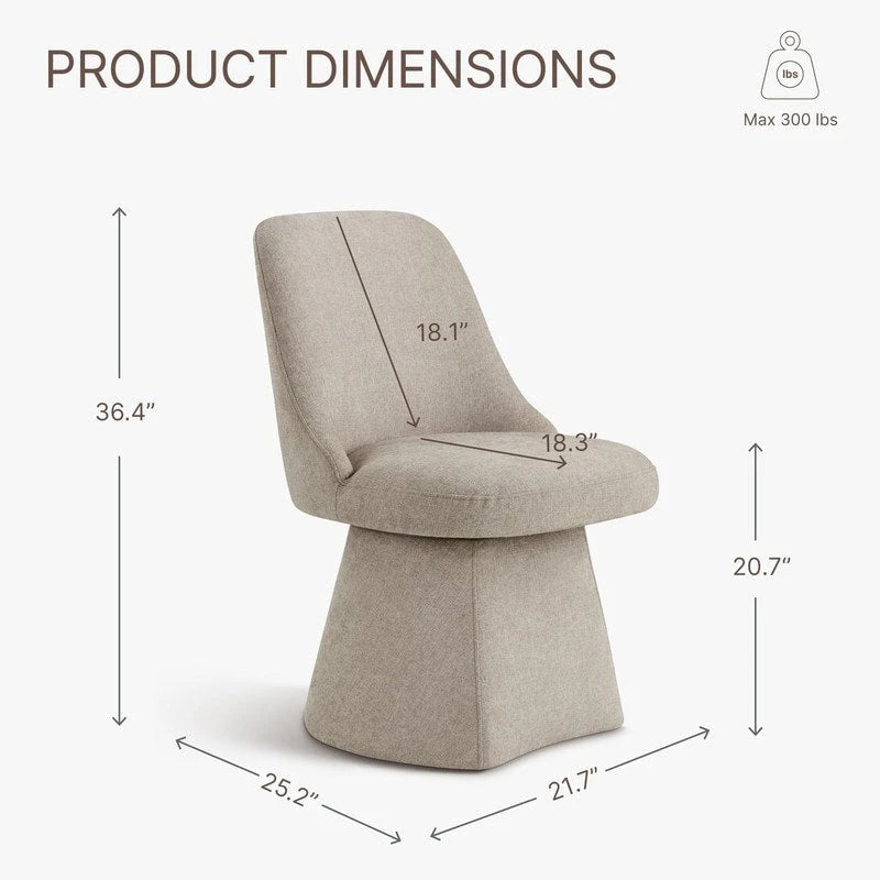 Chaise de salle à manger pivotante sans accoudoirs et rembourrée