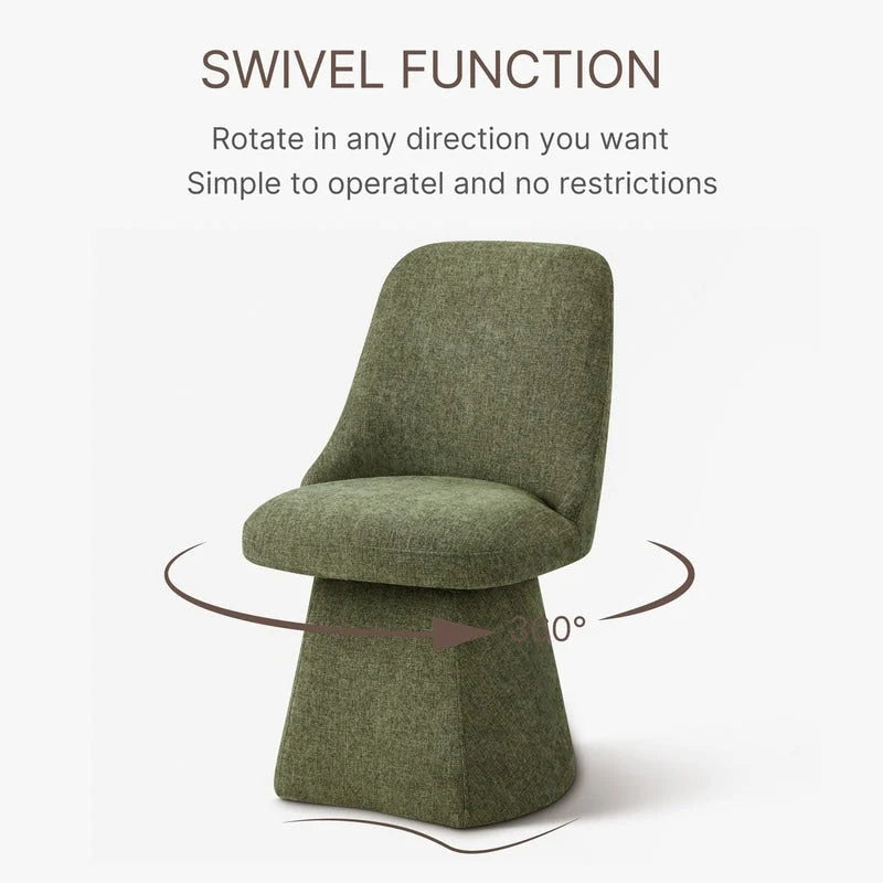 Chaise de salle à manger pivotante sans accoudoirs et rembourrée