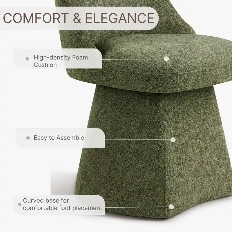 Chaise de salle à manger pivotante sans accoudoirs et rembourrée