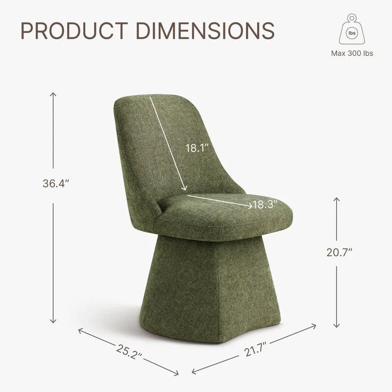 Chaise de salle à manger pivotante sans accoudoirs et rembourrée