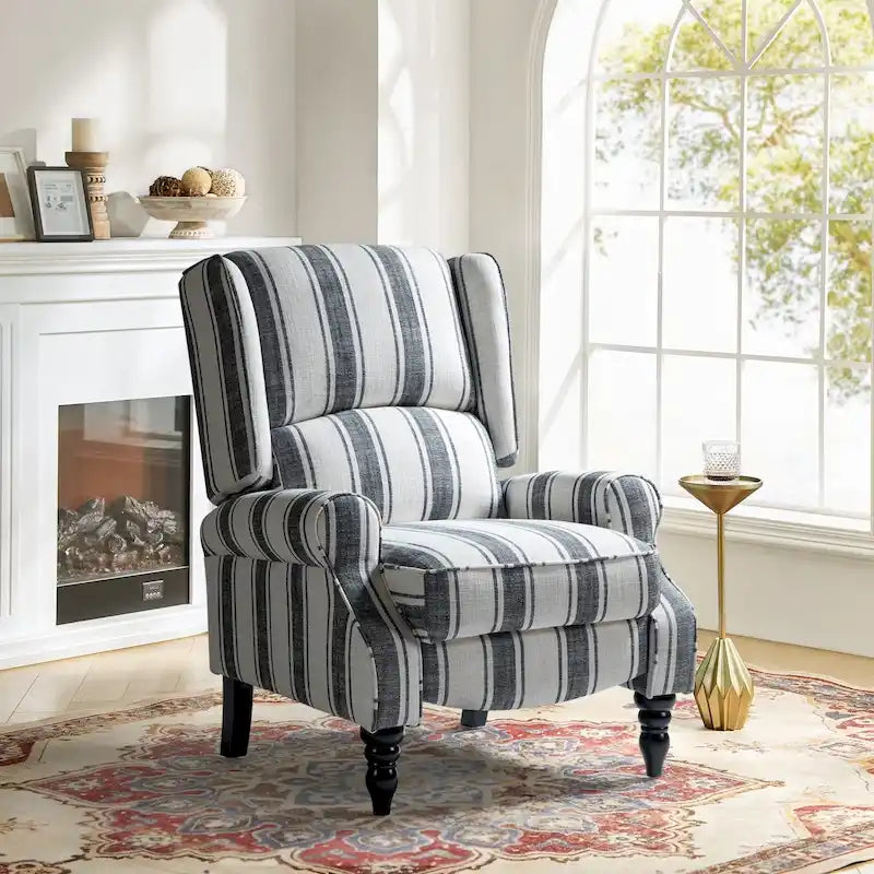 Fauteuil inclinable classique à oreilles manuel avec pieds en bois massif