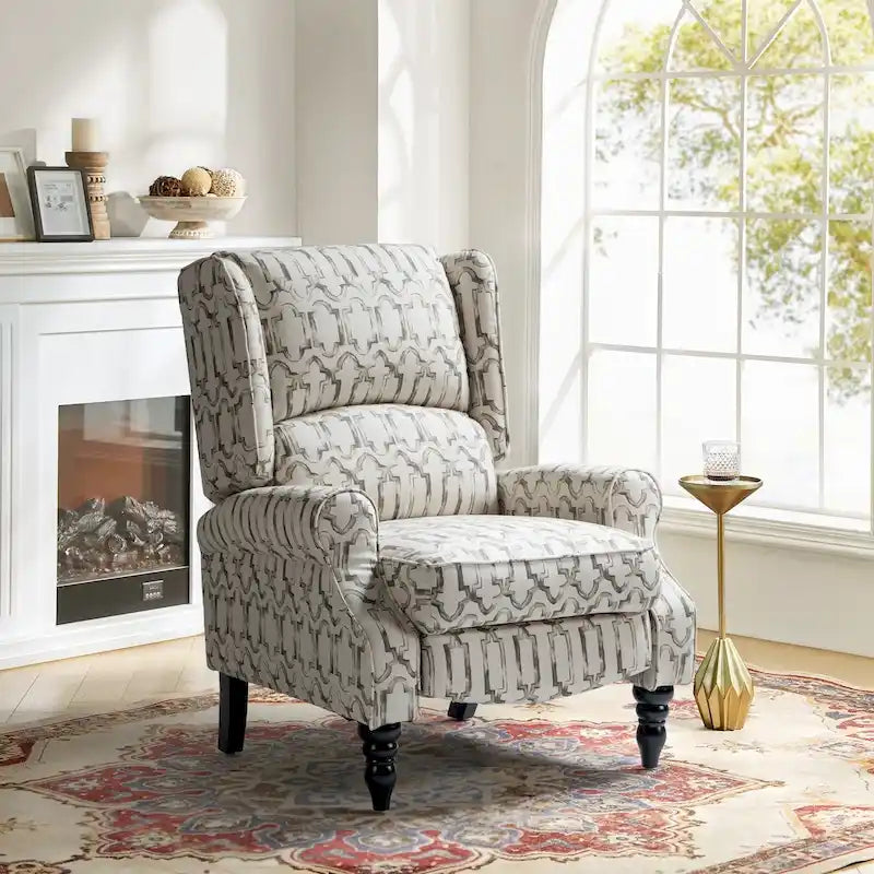 Fauteuil inclinable classique à oreilles manuel avec pieds en bois massif