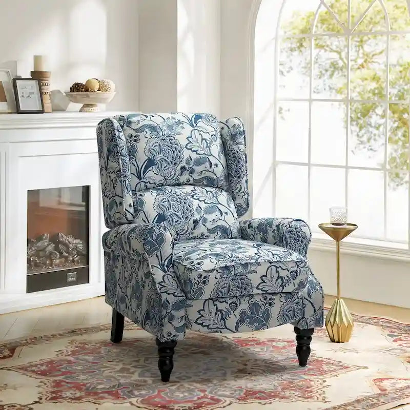 Fauteuil inclinable classique à oreilles manuel avec pieds en bois massif