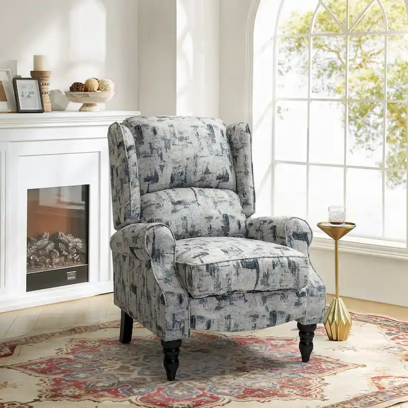 Fauteuil inclinable classique à oreilles manuel avec pieds en bois massif