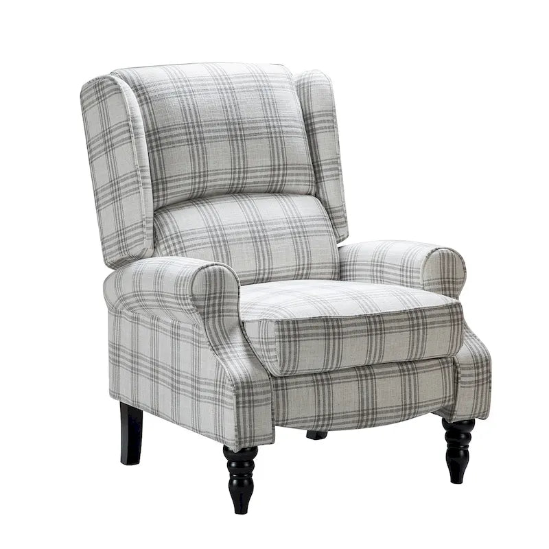 Fauteuil inclinable classique à oreilles manuel avec pieds en bois massif