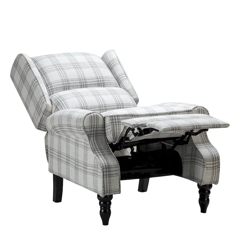 Fauteuil inclinable classique à oreilles manuel avec pieds en bois massif