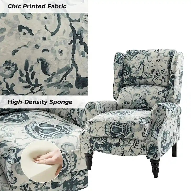 Fauteuil inclinable classique à oreilles manuel avec pieds en bois massif