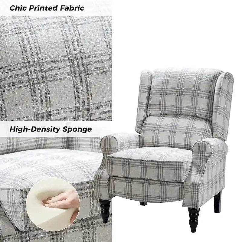 Fauteuil inclinable classique à oreilles manuel avec pieds en bois massif
