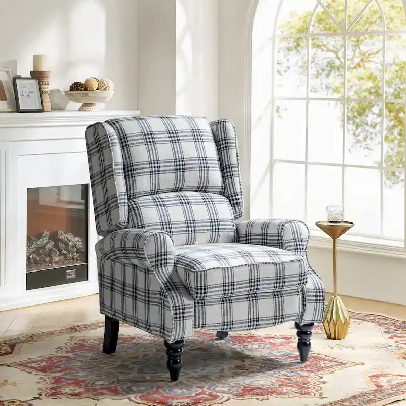 Fauteuil inclinable classique à oreilles manuel avec pieds en bois massif