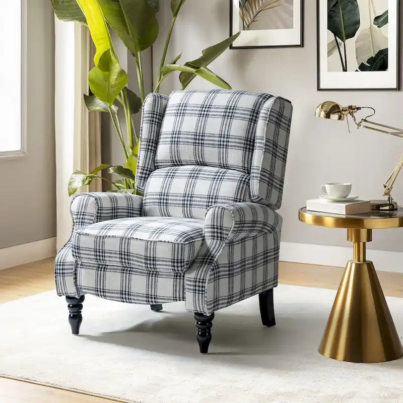 Fauteuil inclinable classique à oreilles manuel avec pieds en bois massif