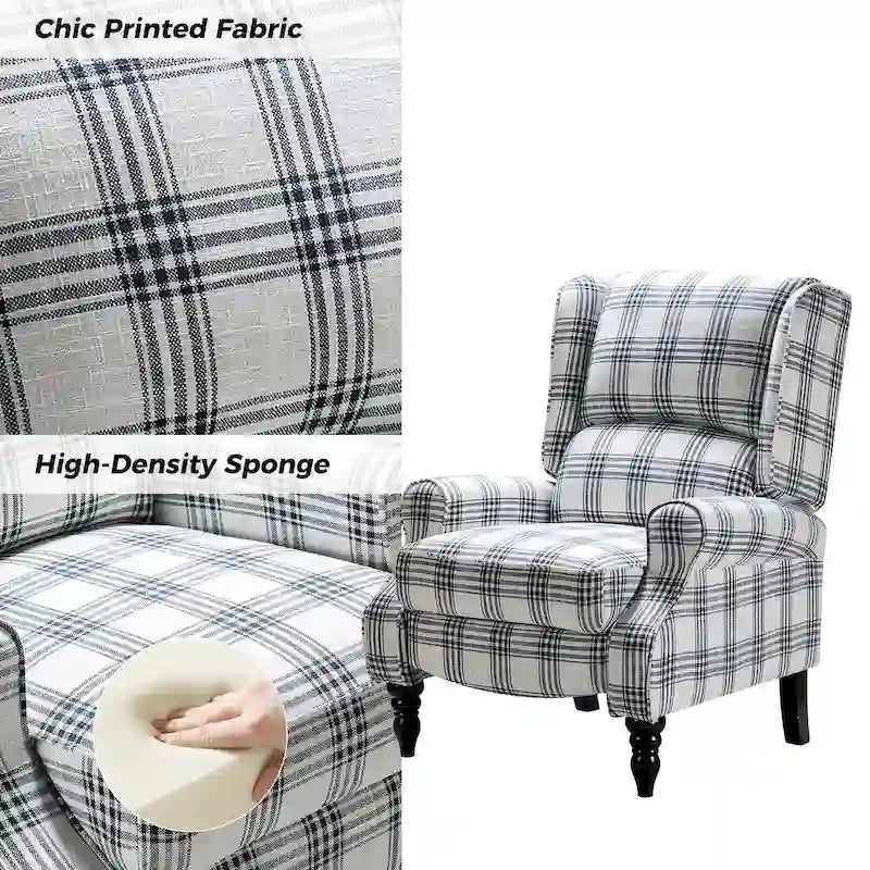 Fauteuil inclinable classique à oreilles manuel avec pieds en bois massif