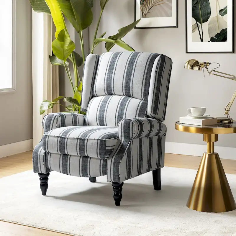 Fauteuil inclinable classique à oreilles manuel avec pieds en bois massif