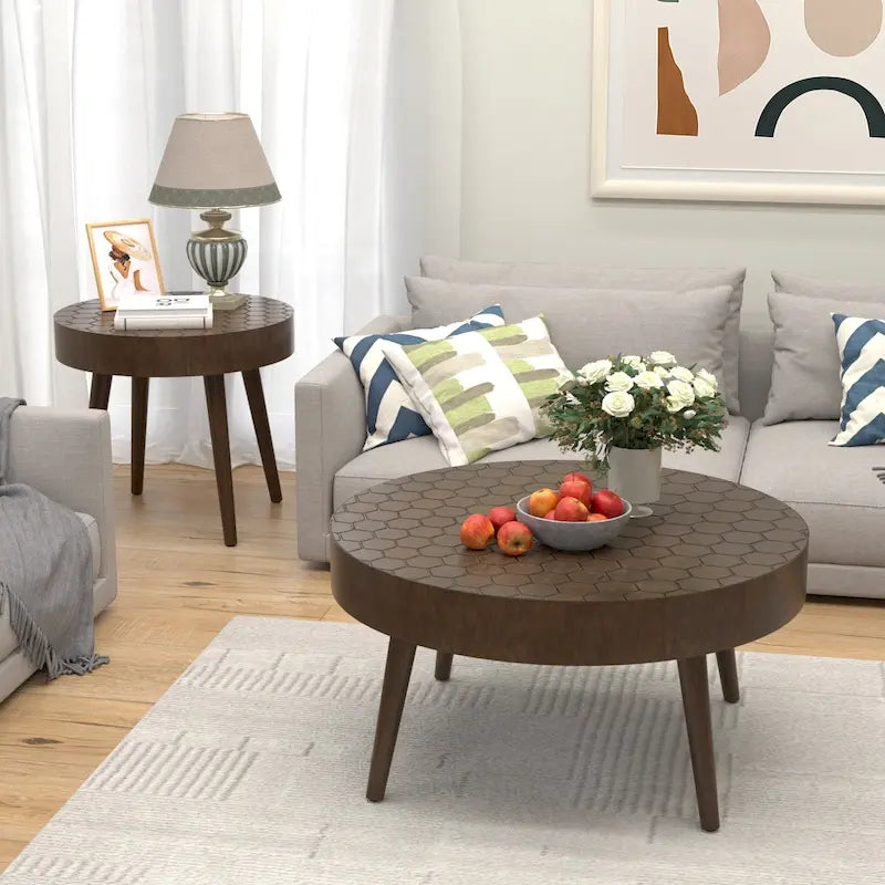 Table basse COSIEST en bois massif marron rustique pour le salon