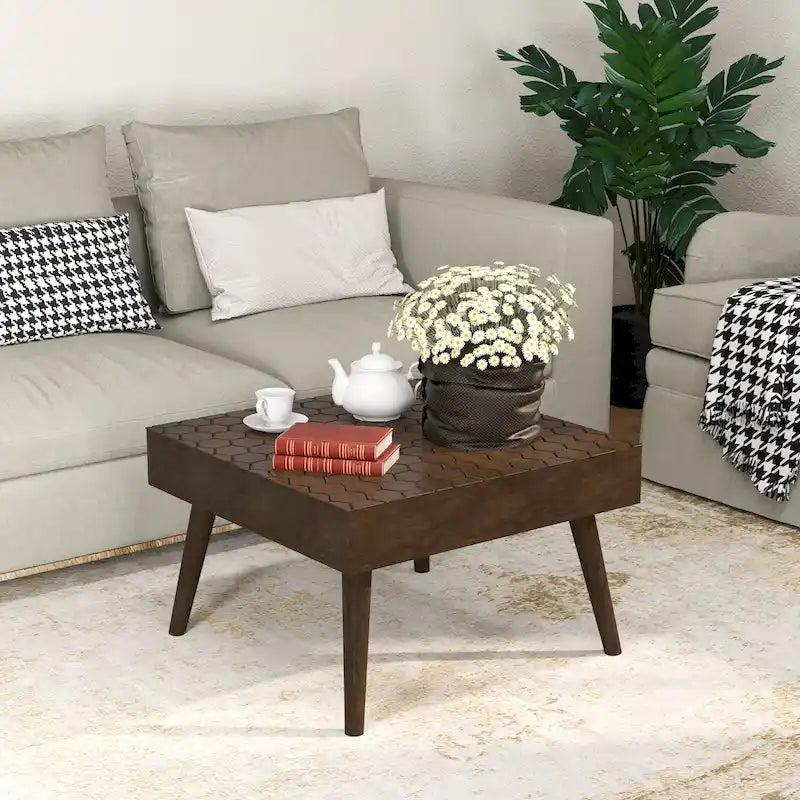 Table basse COSIEST en bois massif marron rustique pour le salon