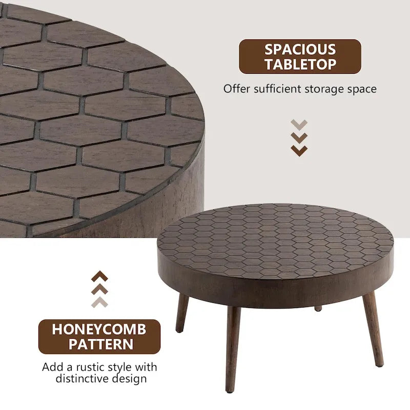 Table basse COSIEST en bois massif marron rustique pour le salon