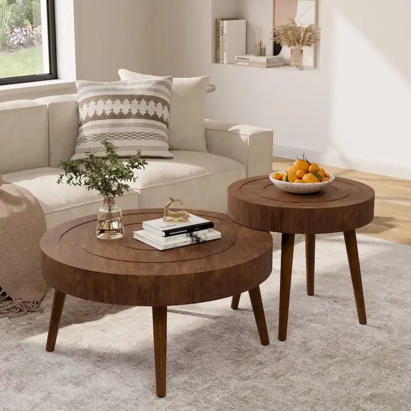 Table basse COSIEST en bois massif marron rustique pour le salon