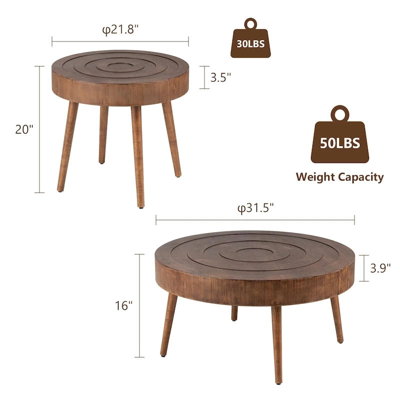 Table basse COSIEST en bois massif marron rustique pour le salon