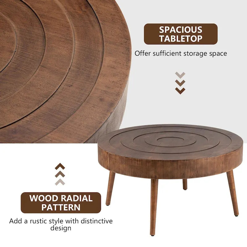 Table basse COSIEST en bois massif marron rustique pour le salon