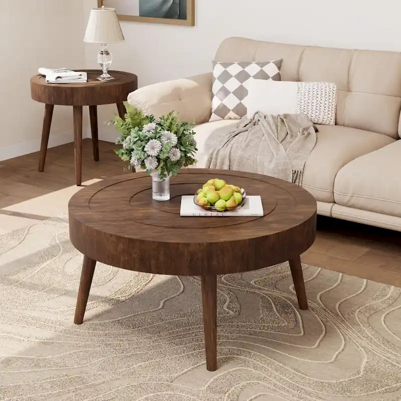 Table basse COSIEST en bois massif marron rustique pour le salon