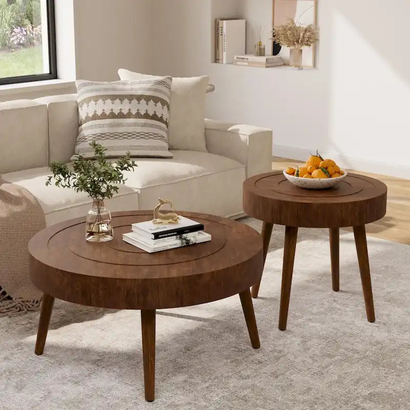 Table basse COSIEST en bois massif marron rustique pour le salon